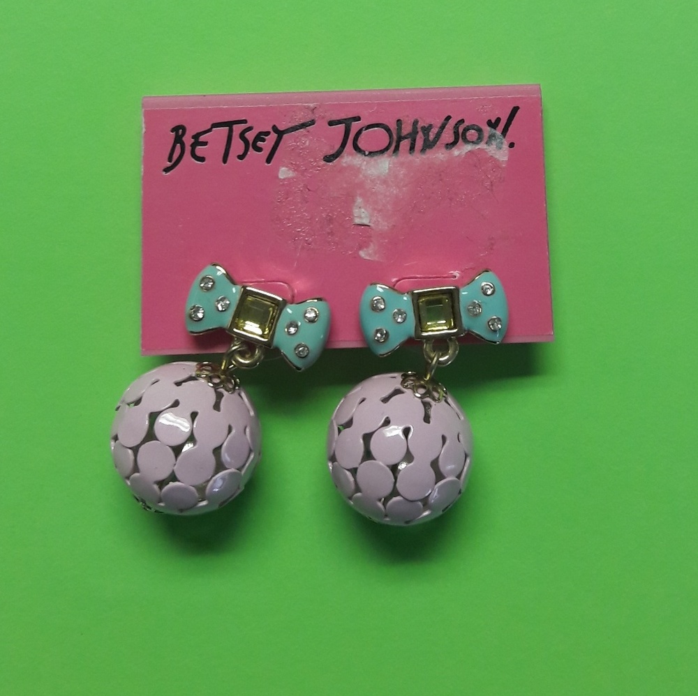 Betsey Johnson pink ball earrings